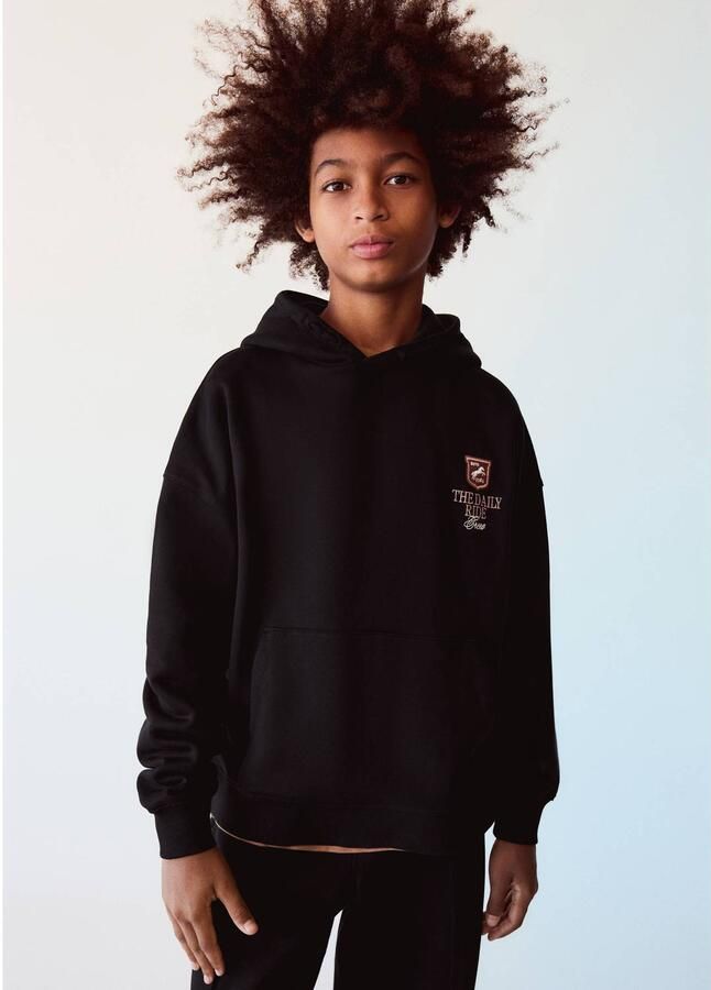 Mango Kids sweater met backprint zwart Backprint