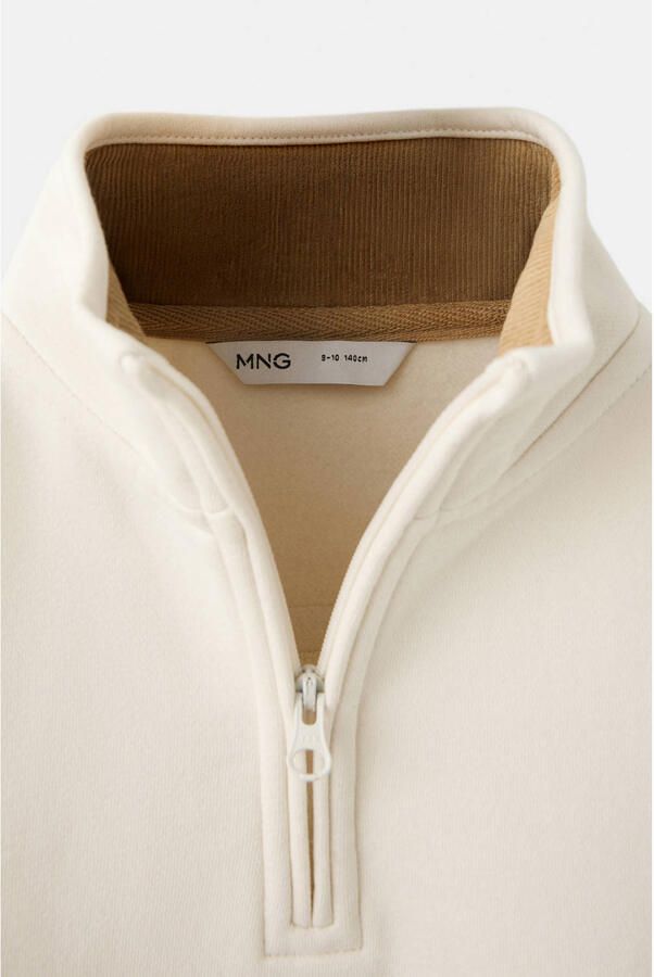 Mango Kids sweater met borduursels en tekst ecru - Foto 2