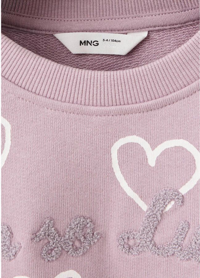 Mango Kids sweater met hartjes lila - Foto 2