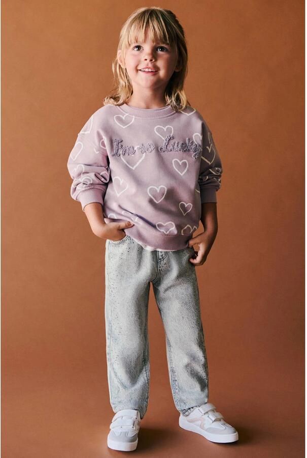 Mango Kids sweater met hartjes lila