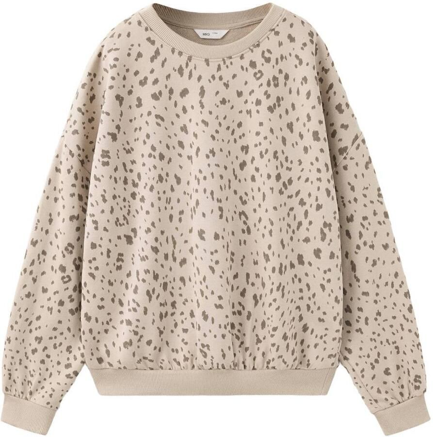Mango Kids sweater met panterprint pastelbruin