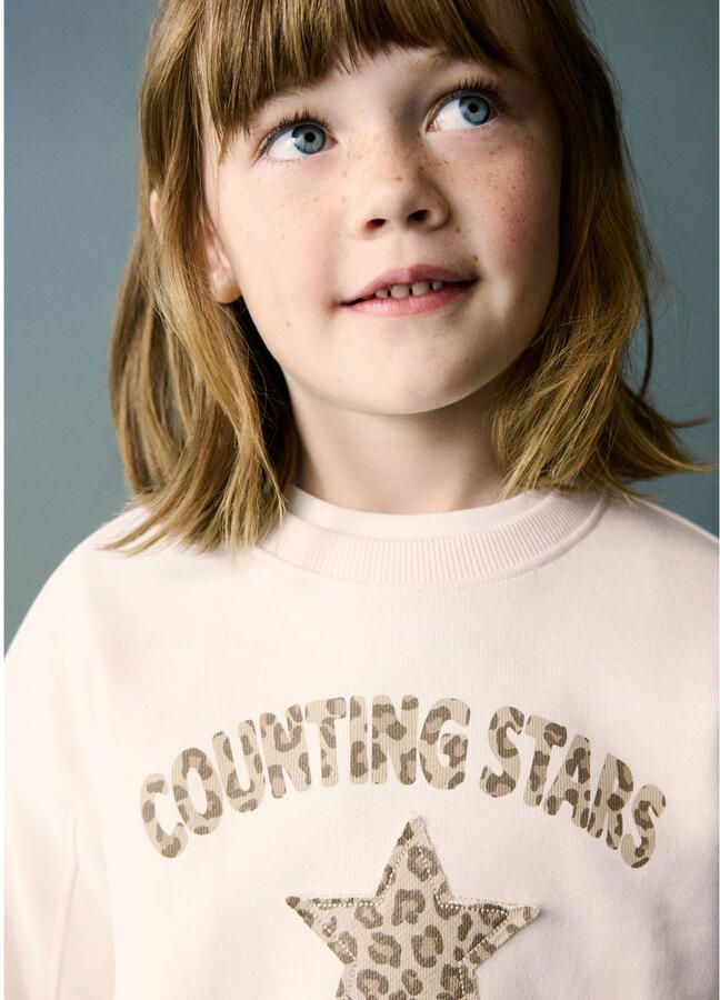 Mango Kids sweater met patches en tekst wit - Foto 3