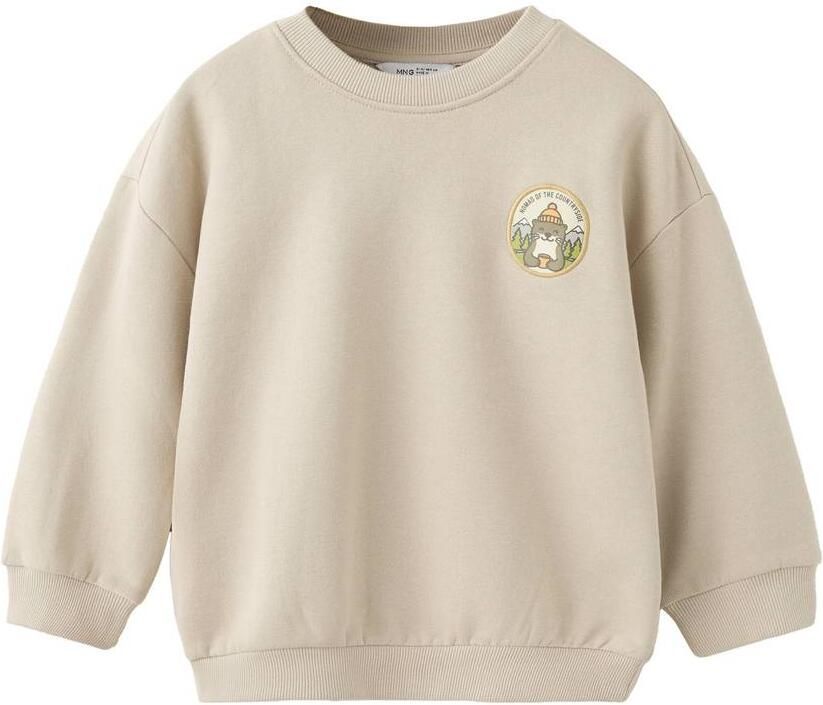 Mango Kids sweater met print beige Printopdruk