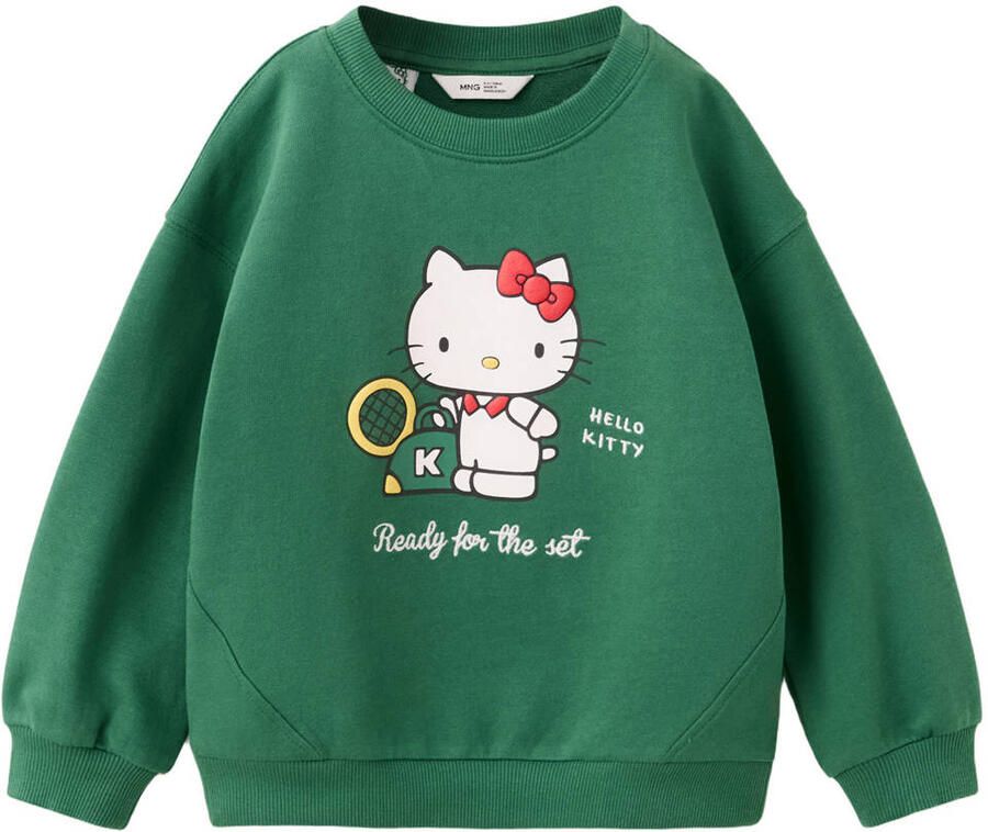 Mango Kids sweater met print donkergroen