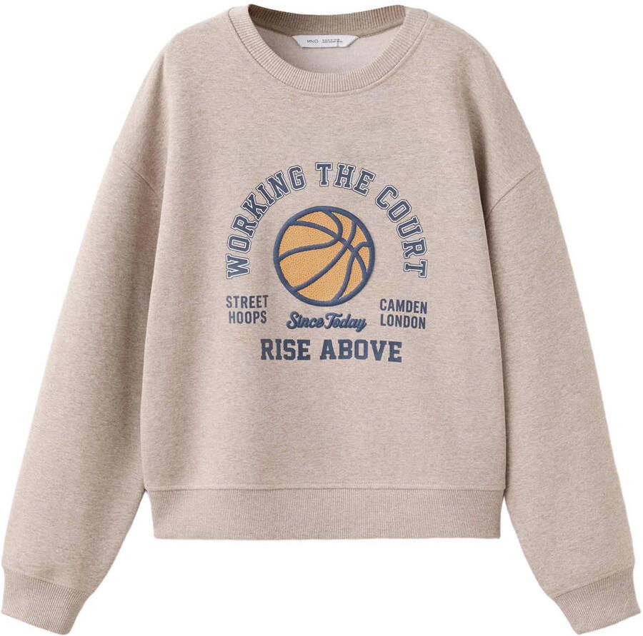 Mango Kids sweater met print lichtbruin