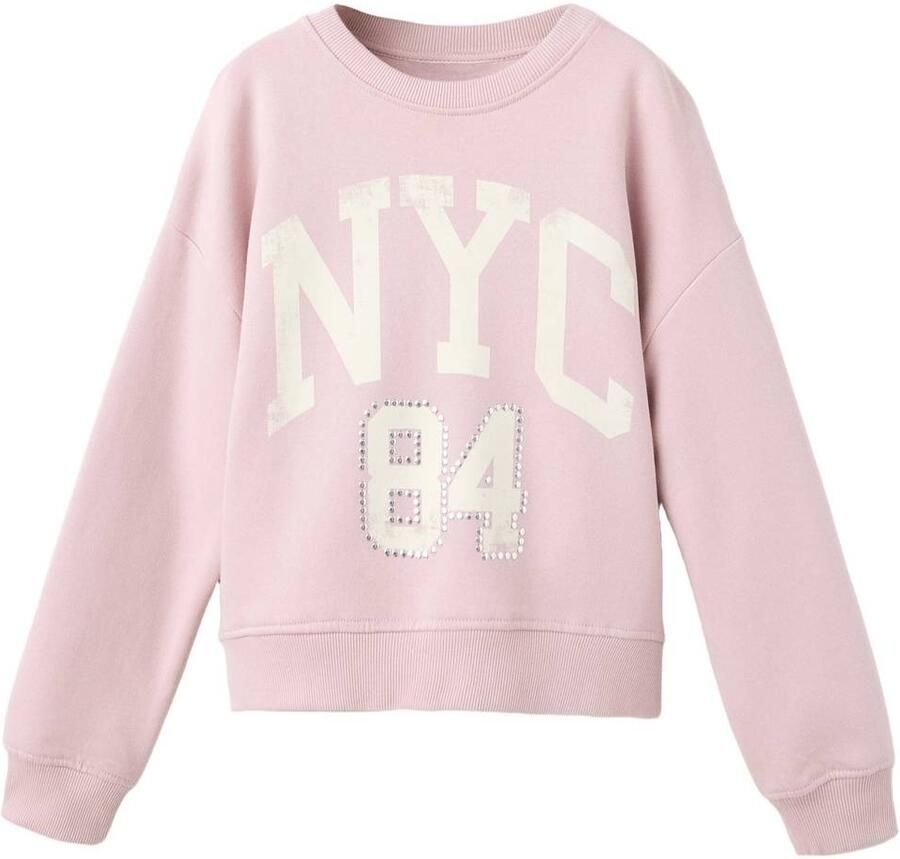 Mango Kids sweater met print lichtroze Printopdruk