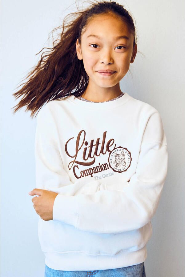 Mango Kids sweater met print naturel wit