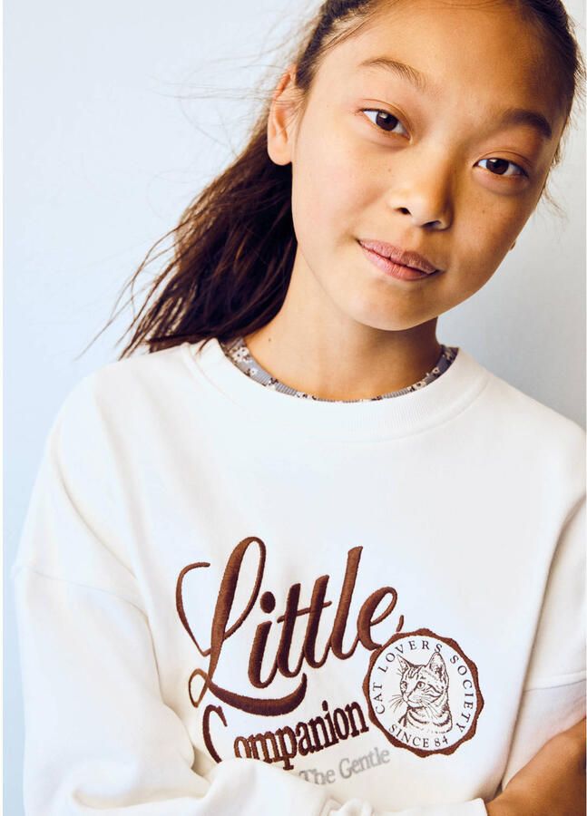 Mango Kids sweater met print naturel wit - Foto 3