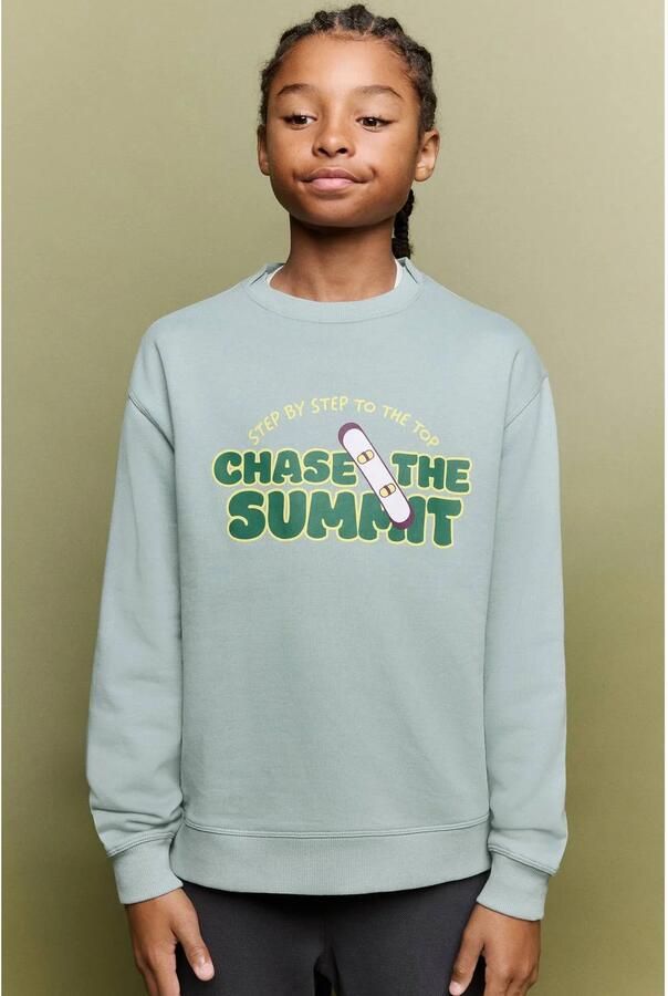 Mango Kids sweater met print turquoise