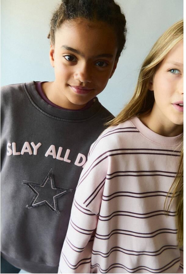 Mango Kids sweater met sterren antraciet - Foto 2