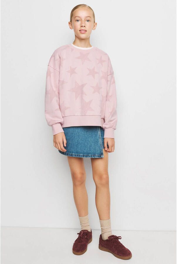 Mango Kids sweater met sterren roze