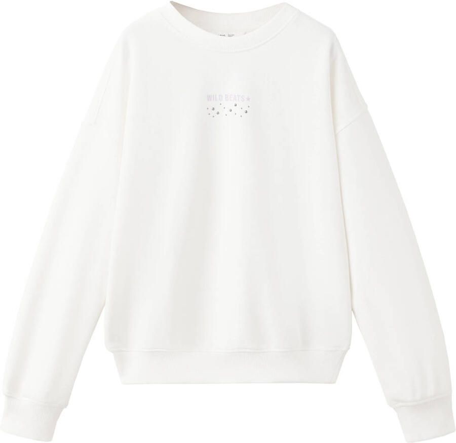 Mango Kids sweater met studs en backprint wit