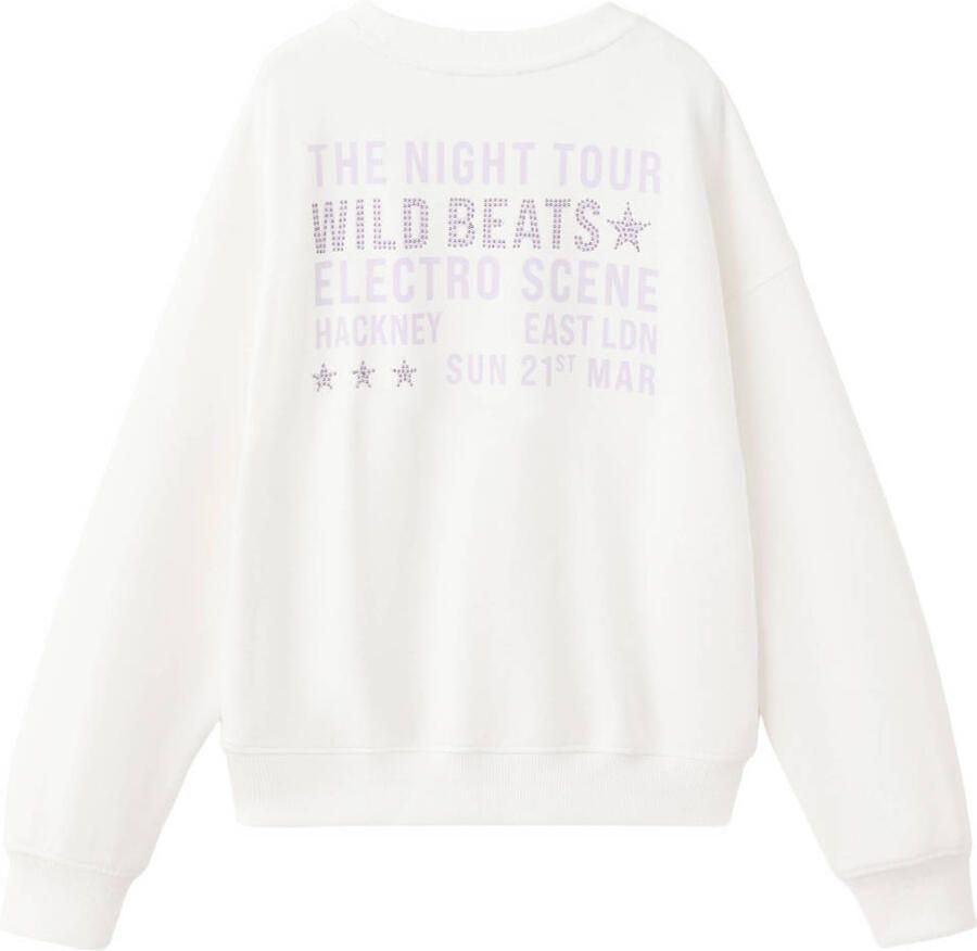 Mango Kids sweater met studs en backprint wit - Foto 2