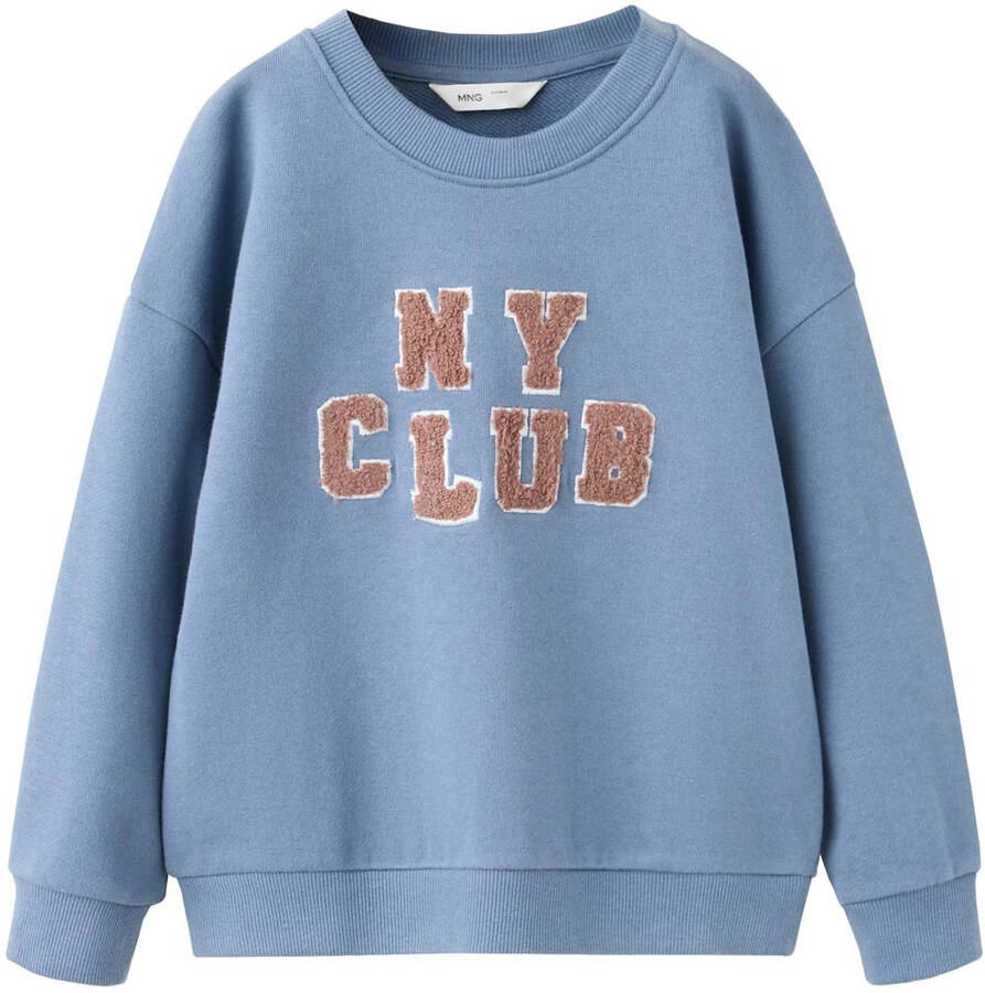 Mango Kids sweater met tekst blauw