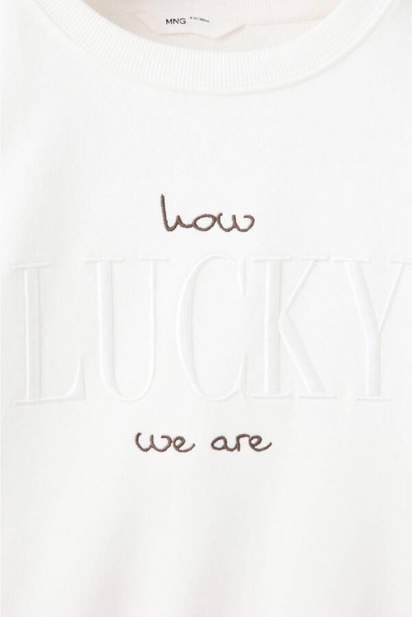 Mango Kids sweater met tekst ecru - Foto 3