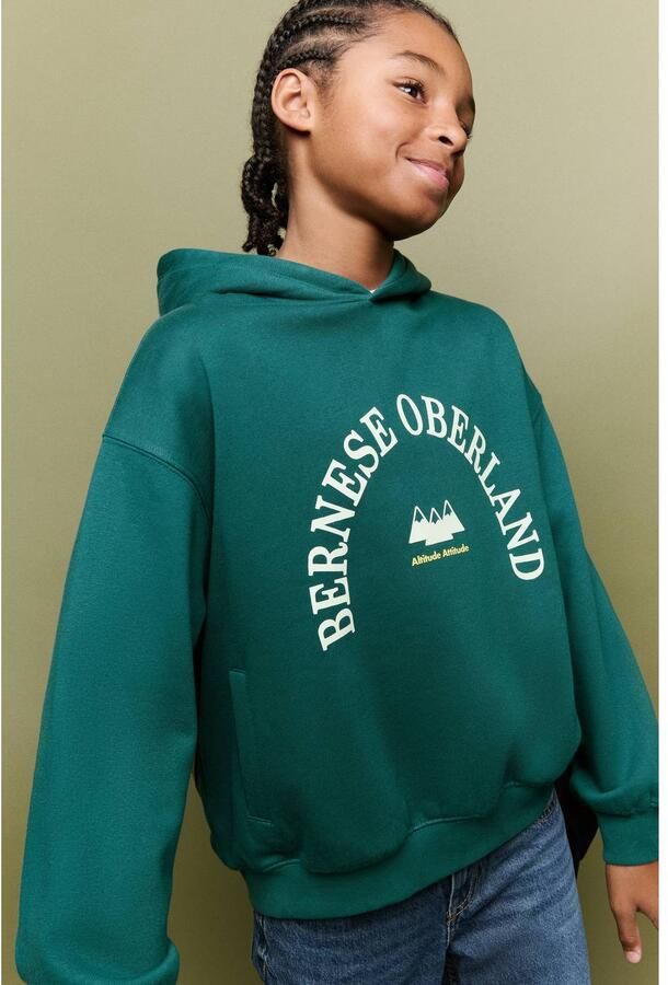 Mango Kids sweater met tekst groen