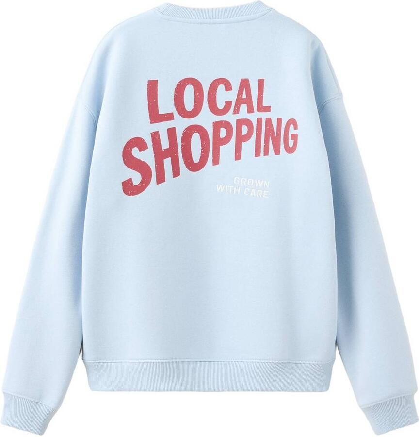 Mango Kids sweater met tekst lichtblauw Jongens Katoen Ronde hals Tekst - Foto 2