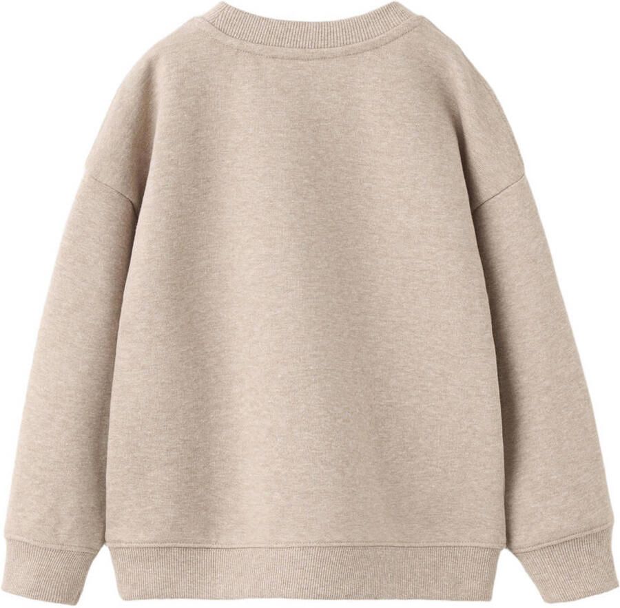 Mango Kids sweater met tekst lichtbruin - Foto 2