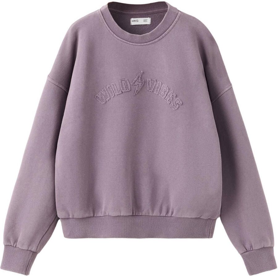 Mango Kids sweater met tekst paars