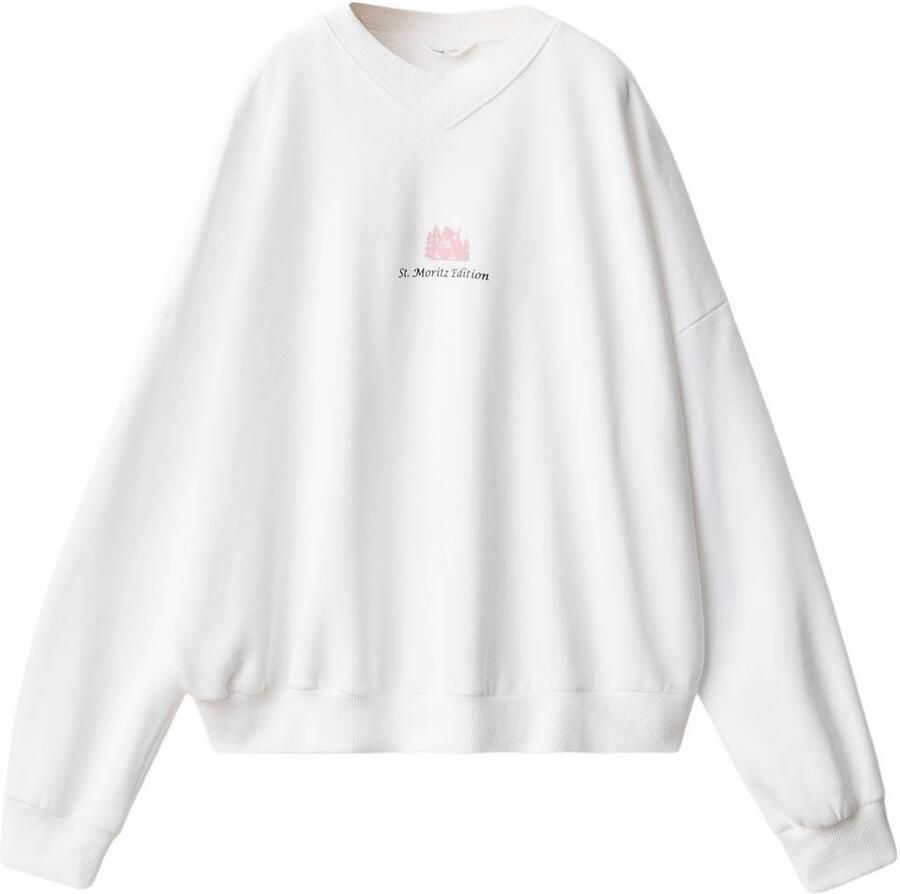 Mango Kids sweater met tekst wit
