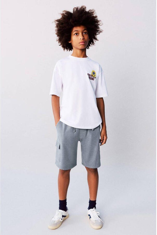 Mango Kids sweatshort grijsblauw