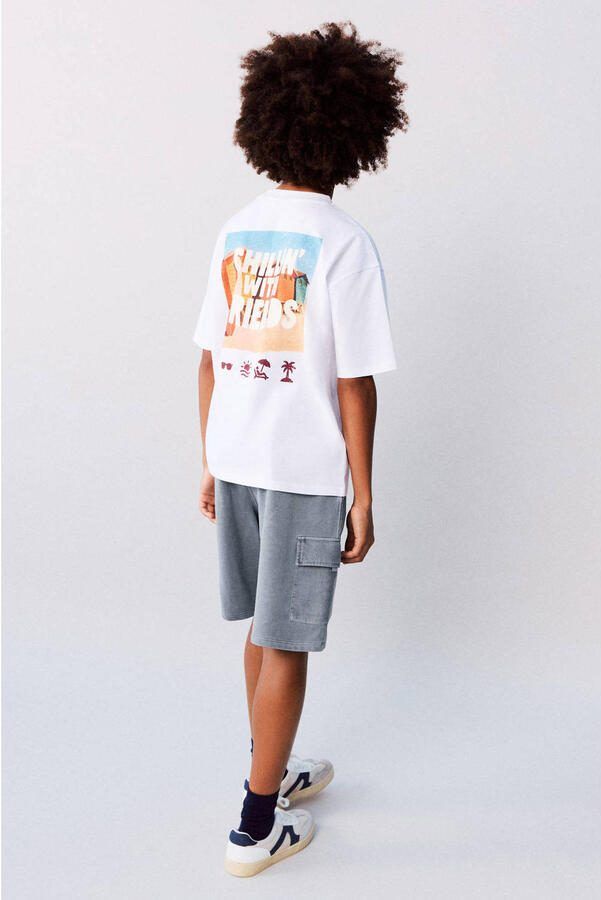 Mango Kids sweatshort grijsblauw - Foto 3