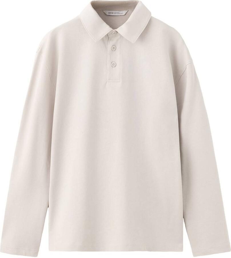 go Kids T-shirt pastelgrijs Beige Katoen Polokraag
