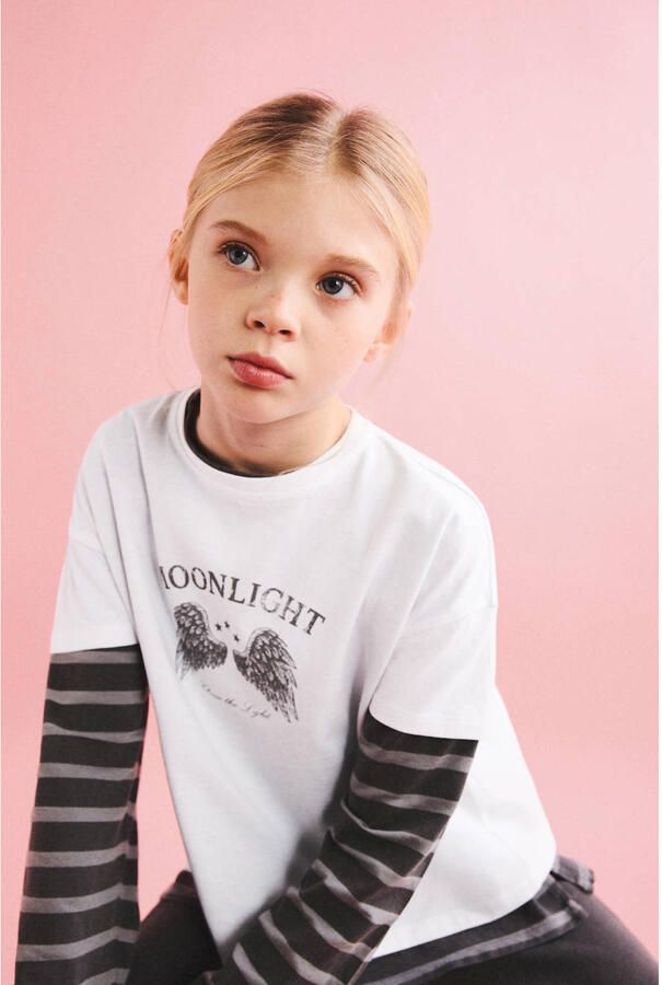 Mango Kids T-shirt wit - Foto 3