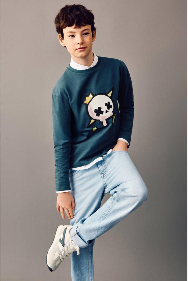 Mango Kids tapered jeans light blue denim