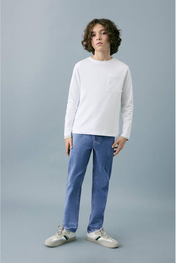Mango Kids tapered jeans medium blue denim