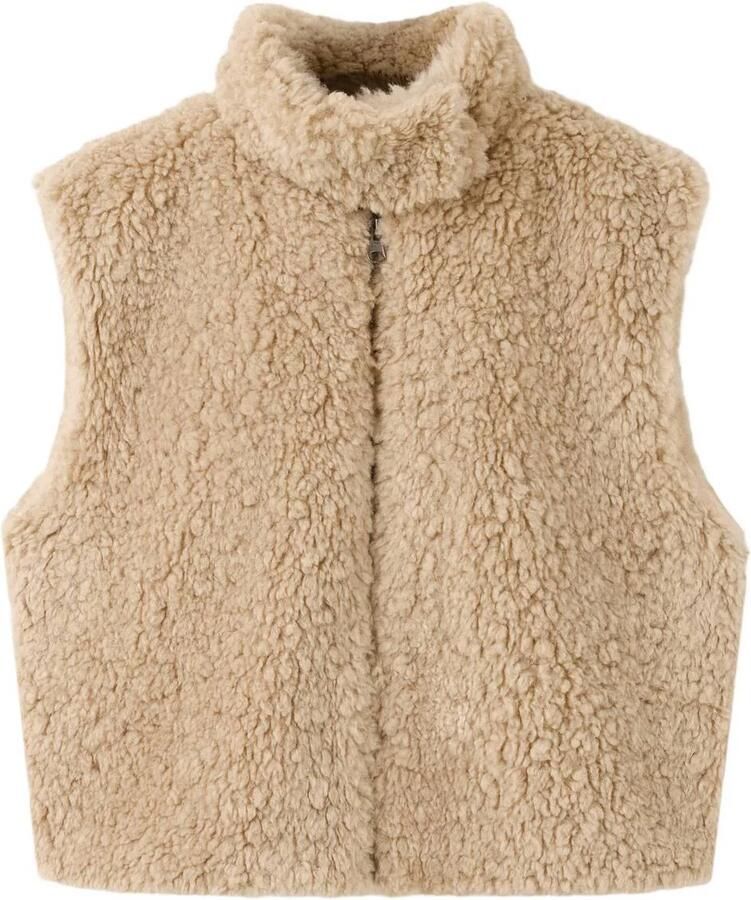Mango Kids teddy bodywarmer lichtbruin