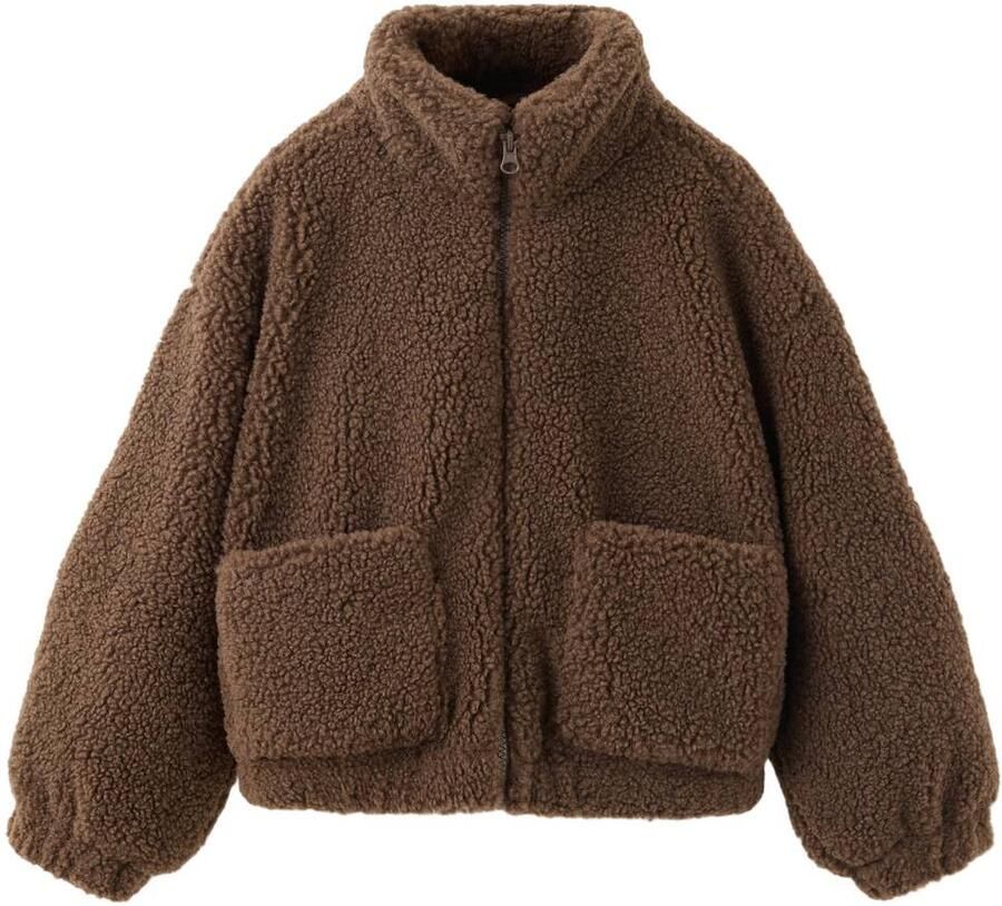 Mango Kids teddy jas donkerbruin