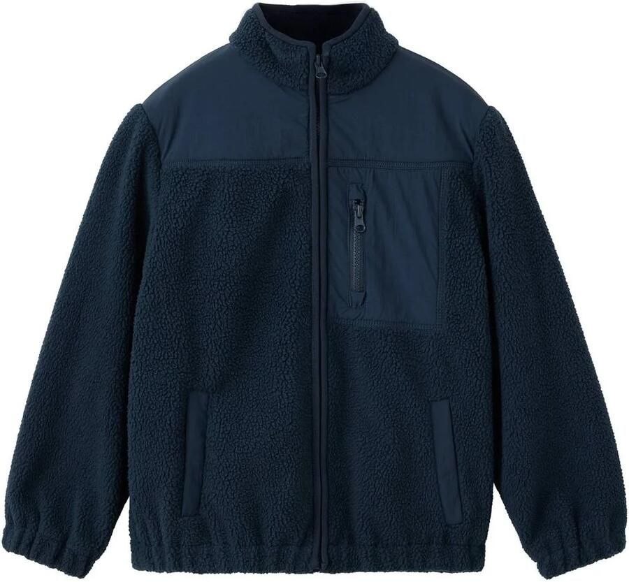 Mango Kids teddy winterbomberjack marine Jas Blauw Effen