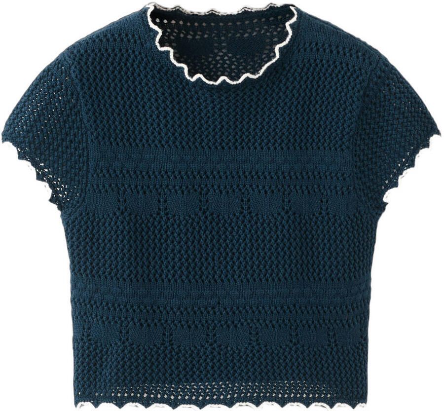 Mango Kids top donkerblauw gebreid