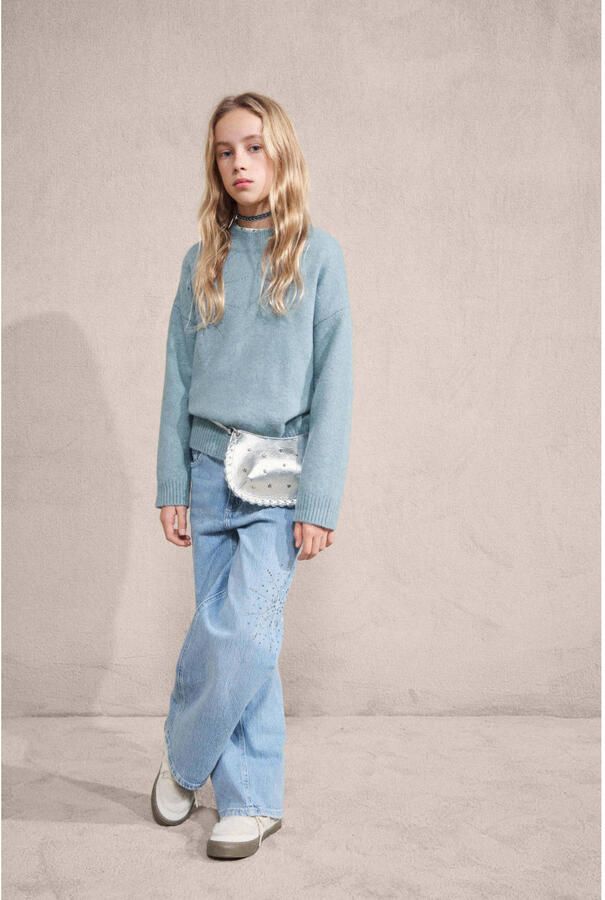 Mango Kids trui blauw fijn gebreid