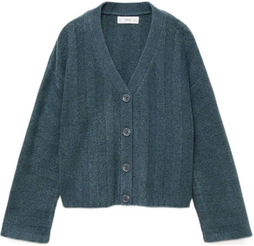 Mango Kids vest donkerblauw fijn gebreid