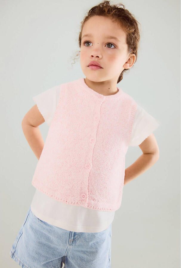 Mango Kids vest fijn gebreid lichtroze