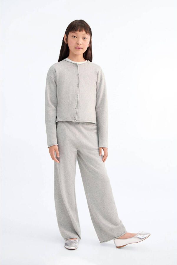 Mango Kids vest grijs fijn gebreid