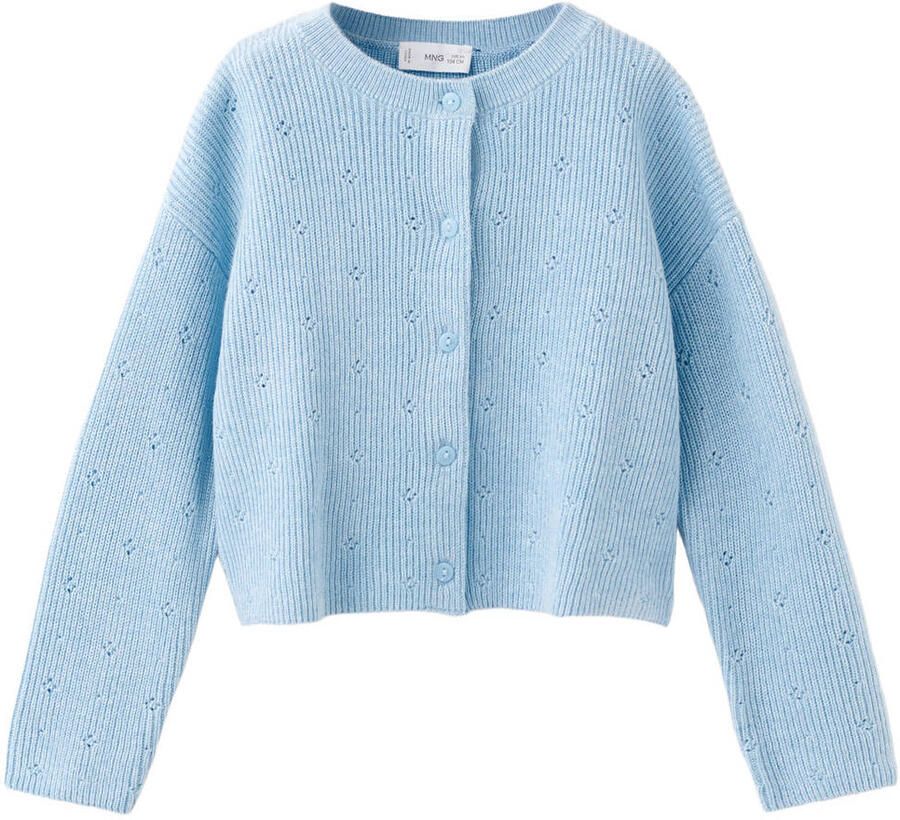 Mango Kids vest lichtblauw rib gebreid