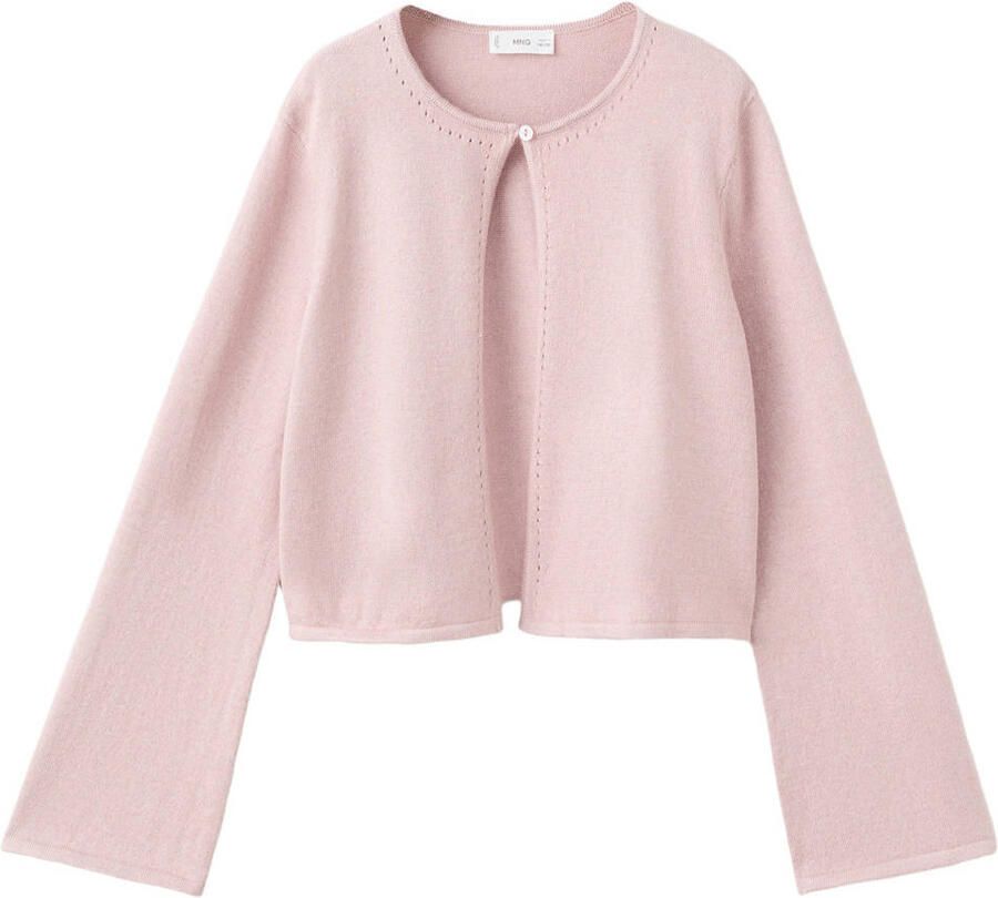 Mango Kids vest lichtroze fijn gebreid