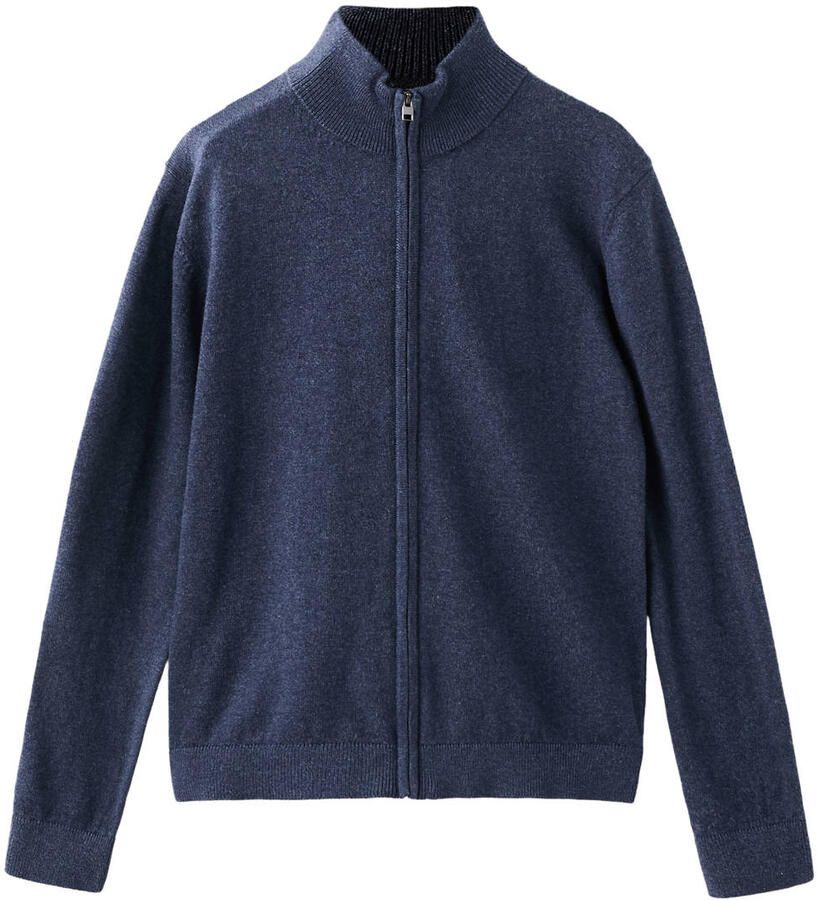 Mango Kids vest marineblauw fijn gebreid