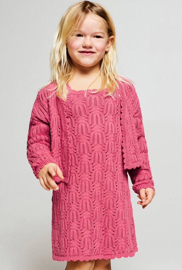 Mango Kids vest roze gebreid