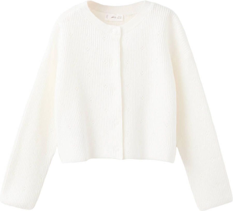 Mango Kids vest wit rib gebreid
