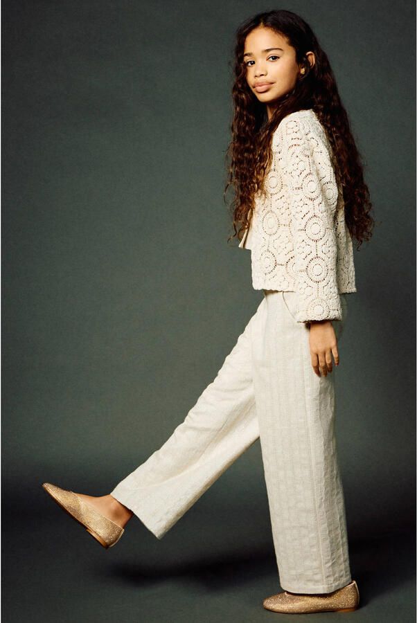 Mango Kids wide leg casual broek beige