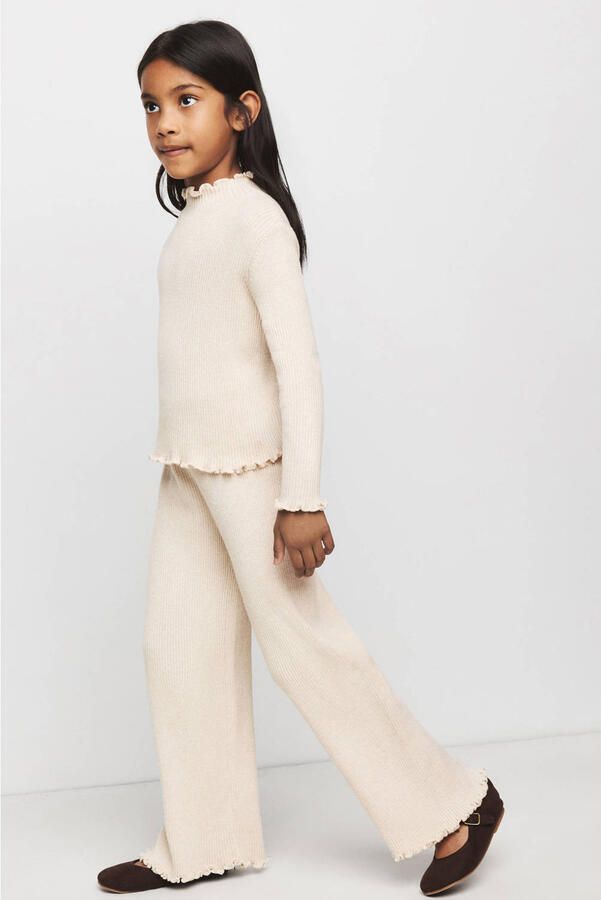 Mango Kids wide leg casual broek beige - Foto 2