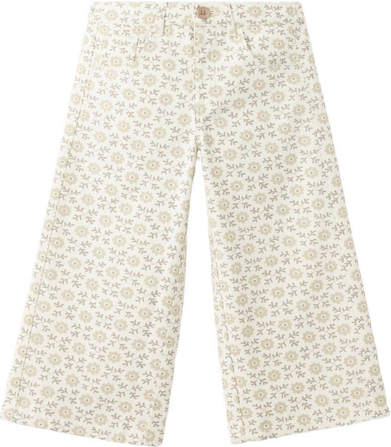 Mango Kids wide leg gebloemde jeans beige