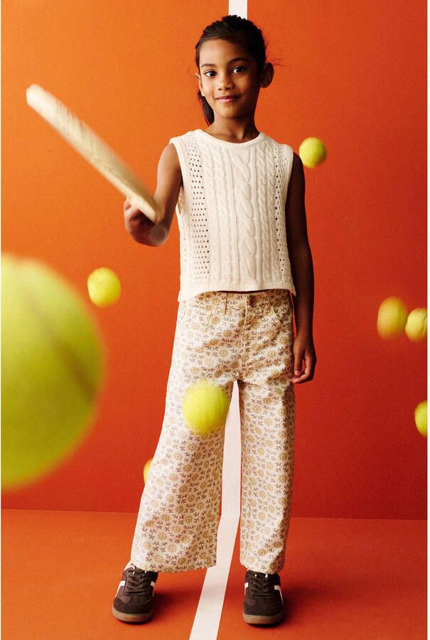 Mango Kids wide leg gebloemde jeans beige - Foto 2