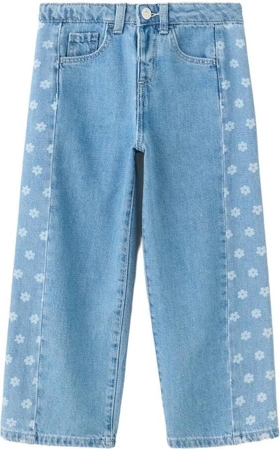 Mango Kids wide leg gebloemde jeans lichtblauw