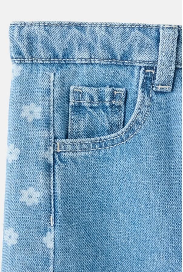 Mango Kids wide leg gebloemde jeans lichtblauw - Foto 3