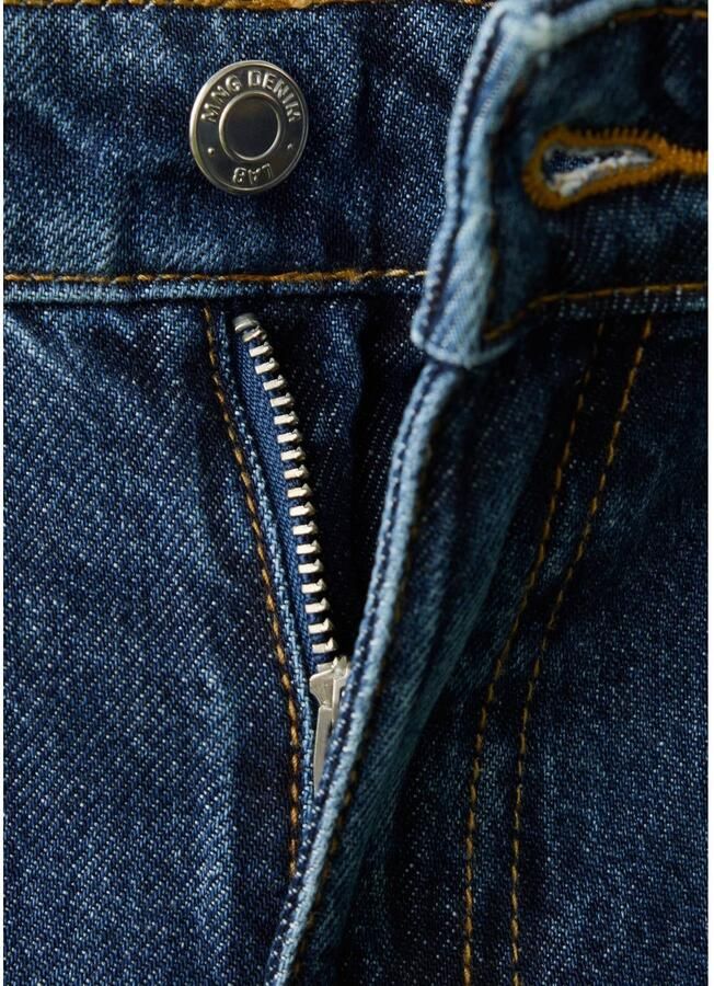 Mango Kids wide leg gebloemde jeans met borduursels changeant blauw Meisjes Katoen - Foto 2